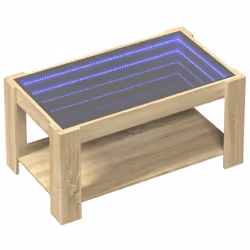 vidaXL Coffee Table with LED Hallway Tea End Table Side Table Engineered Wood - sonoma oak, 93 x 53 x 45 cm - Additional view 2