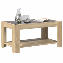 vidaXL Coffee Table with LED Hallway Tea End Table Side Table Engineered Wood - sonoma oak, 93 x 53 x 45 cm - Additional view 4