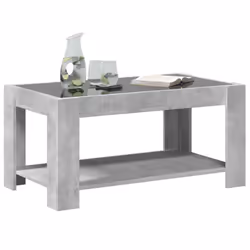vidaXL Coffee Table with LED Hallway Tea End Table Side Table Engineered Wood - concrete grey, 93 x 53 x 45 cm - Additional view 4