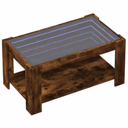 vidaXL Coffee Table with LED Hallway Tea End Table Side Table Engineered Wood - smoked oak, 93 x 53 x 45 cm - Additional view 2