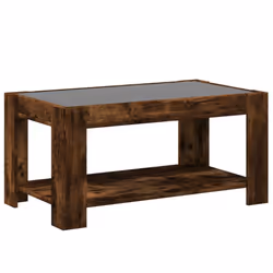 vidaXL Coffee Table with LED Hallway Tea End Table Side Table Engineered Wood - smoked oak, 93 x 53 x 45 cm - Additional view 7