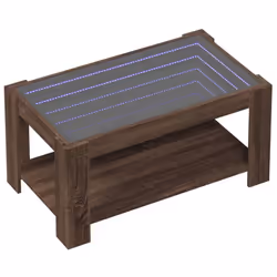 vidaXL Coffee Table with LED Hallway Tea End Table Side Table Engineered Wood - brown oak, 93 x 53 x 45 cm - Additional view 2