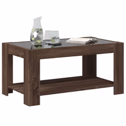 vidaXL Coffee Table with LED Hallway Tea End Table Side Table Engineered Wood - brown oak, 93 x 53 x 45 cm - Additional view 4