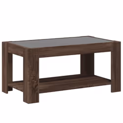 vidaXL Coffee Table with LED Hallway Tea End Table Side Table Engineered Wood - brown oak, 93 x 53 x 45 cm - Additional view 7