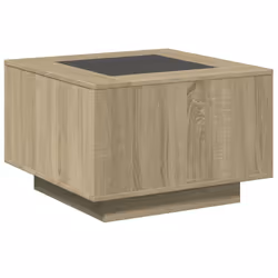 vidaXL Coffee Table with LED Hallway End Table Side Table Engineered Wood - sonoma oak, 60 x 60 x 40 cm - Additional view 7