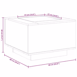vidaXL Coffee Table with LED Hallway End Table Side Table Engineered Wood - concrete grey, 60 x 60 x 40 cm - Additional view 3