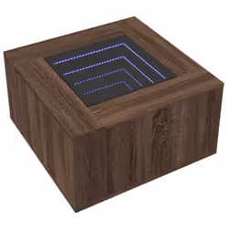 vidaXL Coffee Table with LED Hallway End Table Side Table Engineered Wood - brown oak, 60 x 60 x 40 cm - Additional view 2