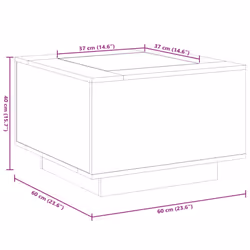 vidaXL Coffee Table with LED Hallway End Table Side Table Engineered Wood - brown oak, 60 x 60 x 40 cm - Additional view 3