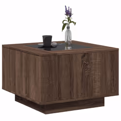vidaXL Coffee Table with LED Hallway End Table Side Table Engineered Wood - brown oak, 60 x 60 x 40 cm - Additional view 4