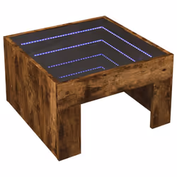 vidaXL Coffee Table with Infinity LED Hall Tea End Table Side Table Sonoma Oak - smoked oak, 50 x 50 x 30 cm - Additional view 2