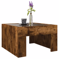 vidaXL Coffee Table with Infinity LED Hall Tea End Table Side Table Sonoma Oak - smoked oak, 50 x 50 x 30 cm - Additional view 4