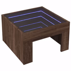 vidaXL Coffee Table with Infinity LED Hall Tea End Table Side Table Sonoma Oak - brown oak, 50 x 50 x 30 cm - Additional view 2