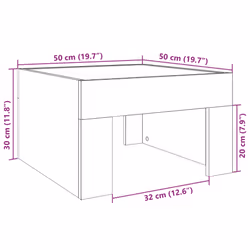 vidaXL Coffee Table with Infinity LED Hall Tea End Table Side Table Sonoma Oak - brown oak, 50 x 50 x 30 cm - Additional view 3
