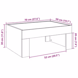 vidaXL Coffee Table with Infinity LED Hall Tea End Table Side Table Sonoma Oak - concrete grey, 70 x 50 x 30 cm - Additional view 3