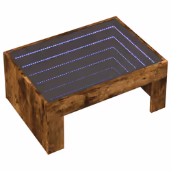 vidaXL Coffee Table with Infinity LED Hall Tea End Table Side Table Sonoma Oak - smoked oak, 70 x 50 x 30 cm - Additional view 2