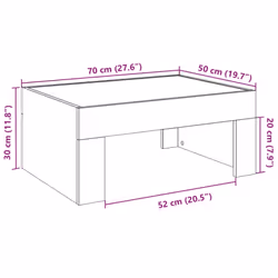 vidaXL Coffee Table with Infinity LED Hall Tea End Table Side Table Sonoma Oak - brown oak, 70 x 50 x 30 cm - Additional view 3