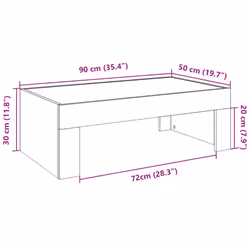 vidaXL Coffee Table with Infinity LED Hall Tea End Table Side Table Sonoma Oak - sonoma oak, 90 x 50 x 30 cm - Additional view 3