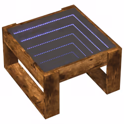 vidaXL Coffee Table with Infinity LED Hallway Tea End Table Side Table Black - smoked oak, 50 x 53 x 30 cm - Additional view 2