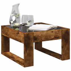 vidaXL Coffee Table with Infinity LED Hallway Tea End Table Side Table Black - smoked oak, 50 x 53 x 30 cm - Additional view 4