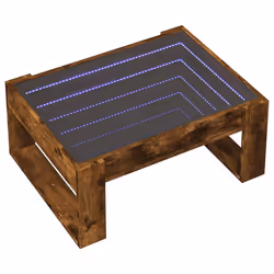 vidaXL Coffee Table with Infinity LED Hallway Tea End Table Side Table Black - smoked oak, 70 x 53 x 30 cm - Additional view 2