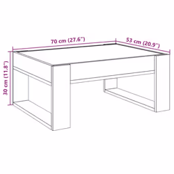 vidaXL Coffee Table with Infinity LED Hallway Tea End Table Side Table Black - smoked oak, 70 x 53 x 30 cm - Additional view 3