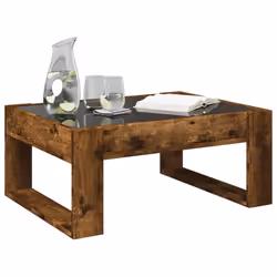 vidaXL Coffee Table with Infinity LED Hallway Tea End Table Side Table Black - smoked oak, 70 x 53 x 30 cm - Additional view 4