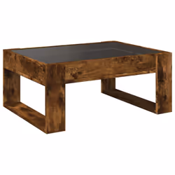 vidaXL Coffee Table with Infinity LED Hallway Tea End Table Side Table Black - smoked oak, 70 x 53 x 30 cm - Additional view 7
