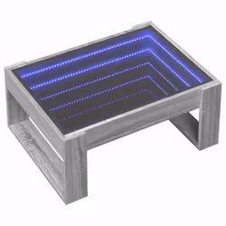 vidaXL Coffee Table with Infinity LED Hallway Tea End Table Side Table Black - grey sonoma, 70 x 53 x 30 cm - Additional view 2