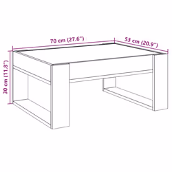 vidaXL Coffee Table with Infinity LED Hallway Tea End Table Side Table Black - grey sonoma, 70 x 53 x 30 cm - Additional view 3
