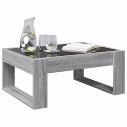 vidaXL Coffee Table with Infinity LED Hallway Tea End Table Side Table Black - grey sonoma, 70 x 53 x 30 cm - Additional view 4