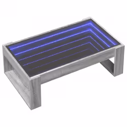 vidaXL Coffee Table with Infinity LED Hallway Tea End Table Side Table Black - grey sonoma, 90 x 53 x 30 cm - Additional view 2