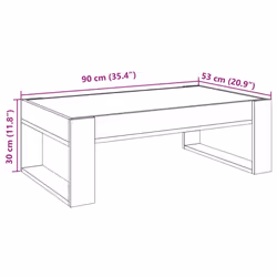 vidaXL Coffee Table with Infinity LED Hallway Tea End Table Side Table Black - grey sonoma, 90 x 53 x 30 cm - Additional view 3