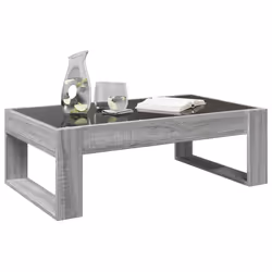vidaXL Coffee Table with Infinity LED Hallway Tea End Table Side Table Black - grey sonoma, 90 x 53 x 30 cm - Additional view 4
