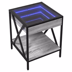vidaXL Coffee Table with Infinity LED Hallway End Table Side Table Sonoma Oak - grey sonoma, 40 x 40 x 49 cm - Additional view 2