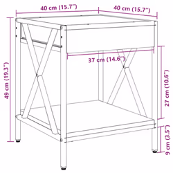 vidaXL Coffee Table with Infinity LED Hallway End Table Side Table Sonoma Oak - grey sonoma, 40 x 40 x 49 cm - Additional view 3