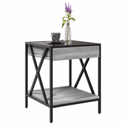 vidaXL Coffee Table with Infinity LED Hallway End Table Side Table Sonoma Oak - grey sonoma, 40 x 40 x 49 cm - Additional view 4