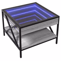 vidaXL Coffee Table with Infinity LED Hallway End Table Side Table Sonoma Oak - grey sonoma, 50 x 50 x 38 cm - Additional view 2