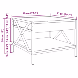 vidaXL Coffee Table with Infinity LED Hallway End Table Side Table Sonoma Oak - grey sonoma, 50 x 50 x 38 cm - Additional view 3