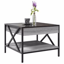 vidaXL Coffee Table with Infinity LED Hallway End Table Side Table Sonoma Oak - grey sonoma, 50 x 50 x 38 cm - Additional view 4