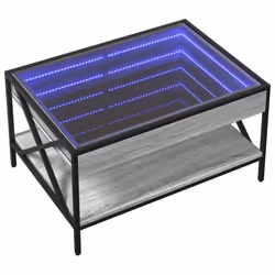 vidaXL Coffee Table with Infinity LED Hallway End Table Side Table Sonoma Oak - grey sonoma, 70 x 50 x 38 cm - Additional view 2