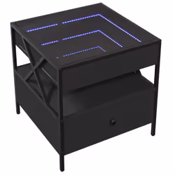 vidaXL Coffee Table with Infinity LED Hallway Accent End Table Side Table - black, 50 x 50 x 51 cm - Additional view 2