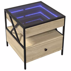 vidaXL Coffee Table with Infinity LED Hallway Accent End Table Side Table - sonoma oak, 50 x 50 x 51 cm - Additional view 2