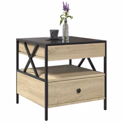vidaXL Coffee Table with Infinity LED Hallway Accent End Table Side Table - sonoma oak, 50 x 50 x 51 cm - Additional view 4