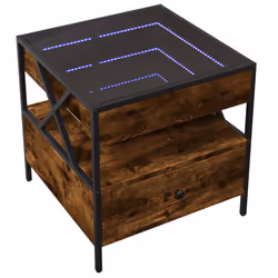 vidaXL Coffee Table with Infinity LED Hallway Accent End Table Side Table - smoked oak, 50 x 50 x 51 cm - Additional view 2
