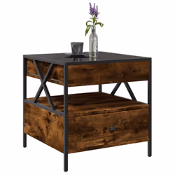 vidaXL Coffee Table with Infinity LED Hallway Accent End Table Side Table - smoked oak, 50 x 50 x 51 cm - Additional view 4