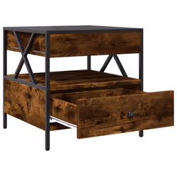 vidaXL Coffee Table with Infinity LED Hallway Accent End Table Side Table - smoked oak, 50 x 50 x 51 cm - Additional view 6