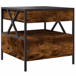 vidaXL Coffee Table with Infinity LED Hallway Accent End Table Side Table - smoked oak, 50 x 50 x 51 cm - Additional view 8