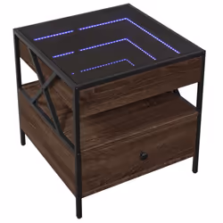 vidaXL Coffee Table with Infinity LED Hallway Accent End Table Side Table - brown oak, 50 x 50 x 51 cm - Additional view 2