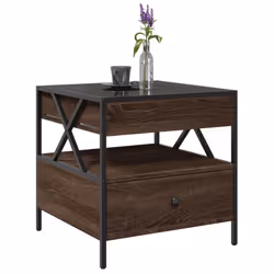 vidaXL Coffee Table with Infinity LED Hallway Accent End Table Side Table - brown oak, 50 x 50 x 51 cm - Additional view 4