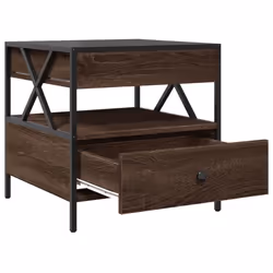 vidaXL Coffee Table with Infinity LED Hallway Accent End Table Side Table - brown oak, 50 x 50 x 51 cm - Additional view 6